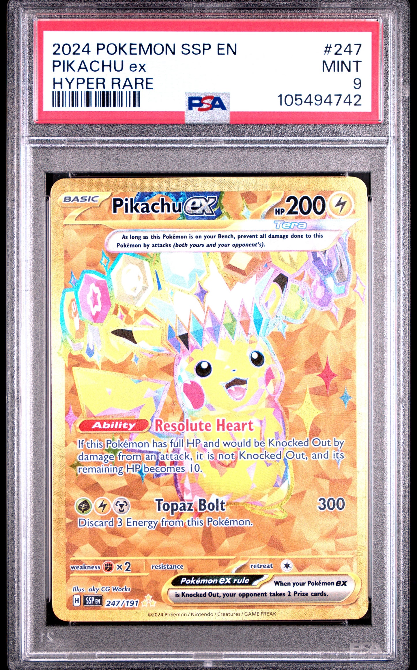 2024 Pokemon Ssp En-Surging Sparks 247 Pikachu Ex Hyper Rare