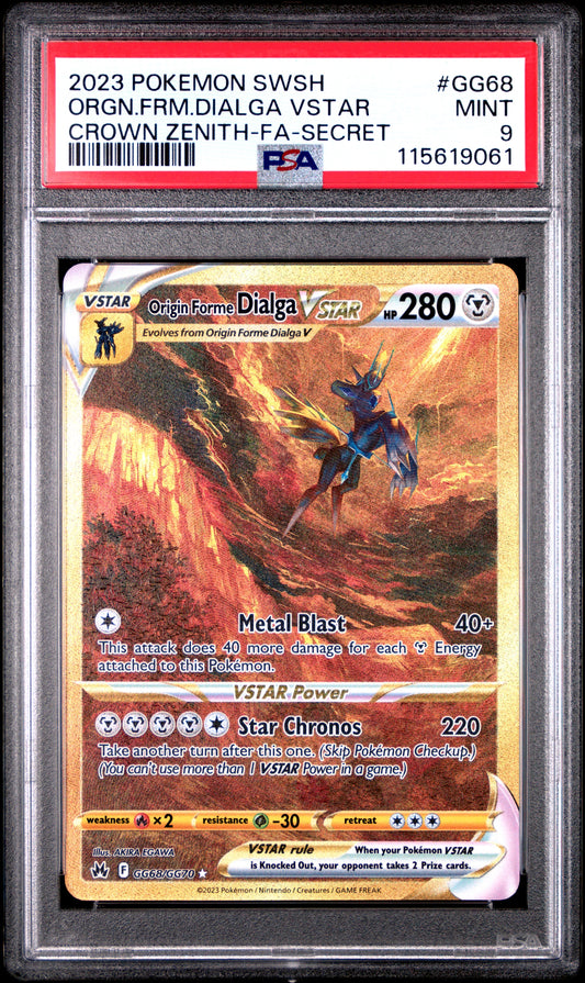2023 Pokemon Sword And Shield Crown Zenith Gg68 Origin Forme Dialga VSTAR (Secret) - PSA 9