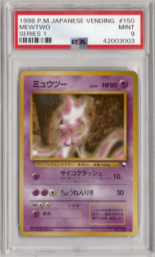 1998 Pokemon Japanese Vending 150 Mewtwo Series 1 - PSA 9