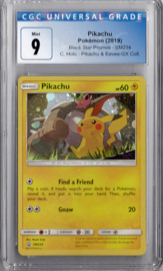 2019 Pokemon Black Star Promos SM234 Pikachu Holo Pikachu & Eevee GX Coll. - CGC 9