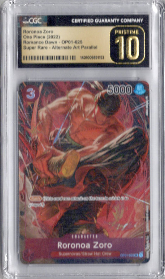 2022 One Piece Romance Dawn OP01-025 Roronoa Zoro Alternate Art Parallel - CGC Pristine 10
