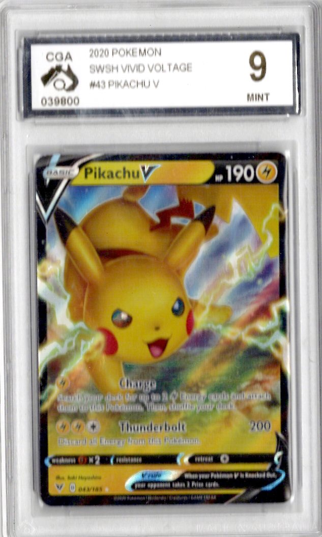 2020 Pokemon SWSH Vivid Voltage 43 Pikachu V - CGA 9
