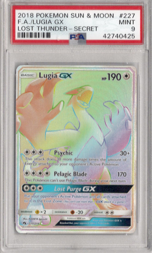 2018 Pokemon Sun & Moon Lost Thunder 227 Fa/Lugia Gx Lost Thunder-Secret - PSA 9
