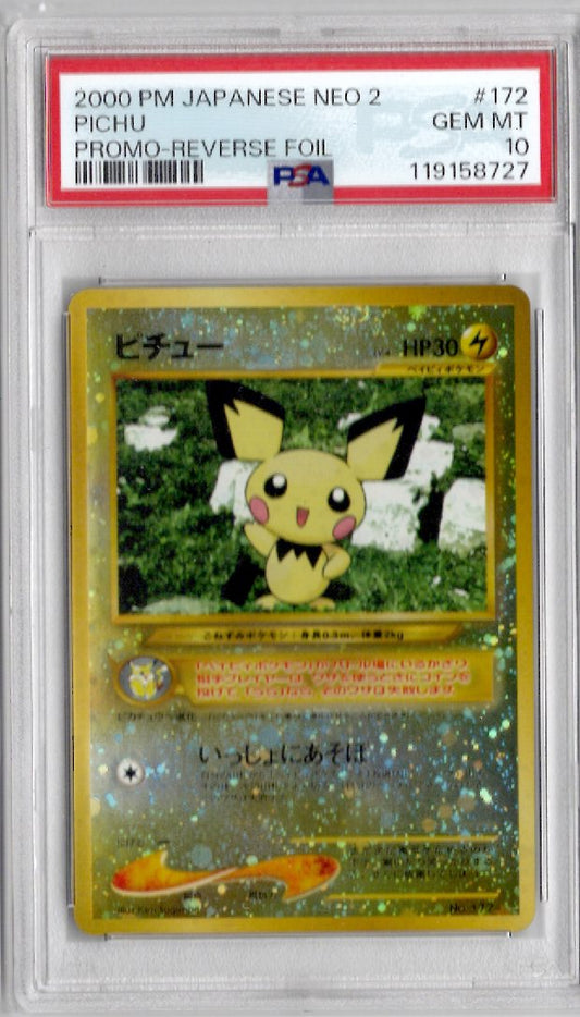 2000 Pokemon Japanese Neo 172 Pichu-Holo - PSA 10