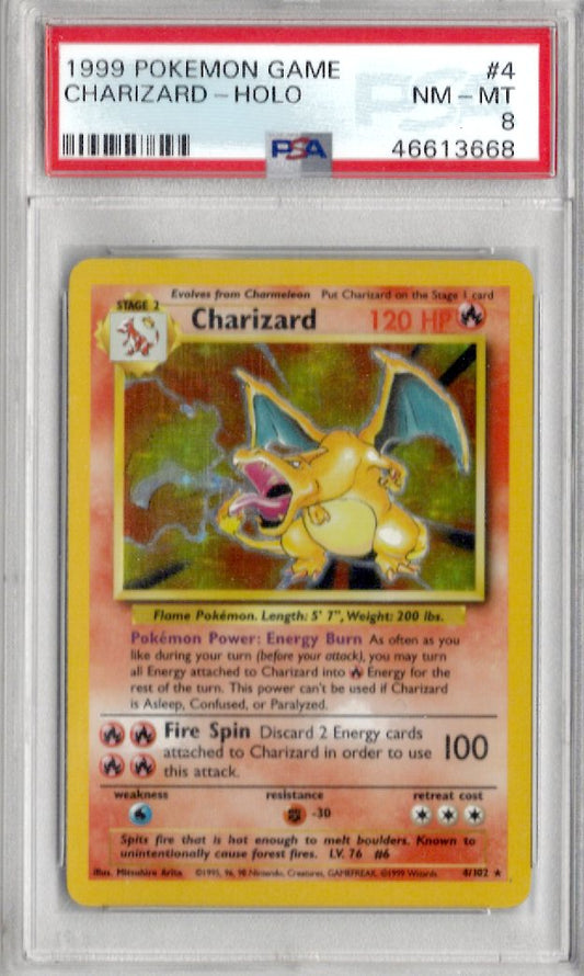 1999 Pokemon Game 4 Charizard-Holo - PSA 8