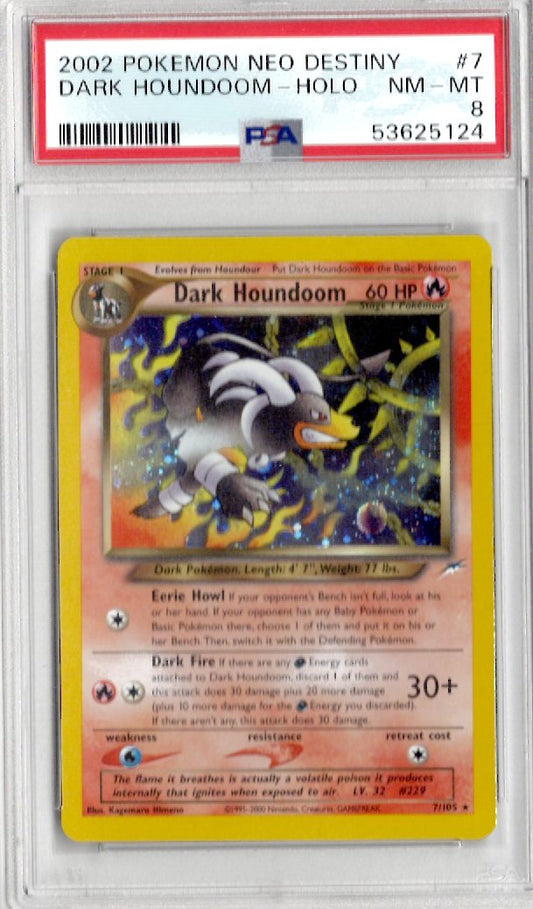 2002 Pokemon Neo Destiny 7 Dark Houndoom-Holo - PSA 8