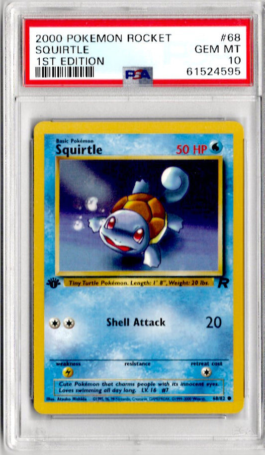 2000 Pokemon Rocket 68 Squirtle 1St Edition - PSA 10