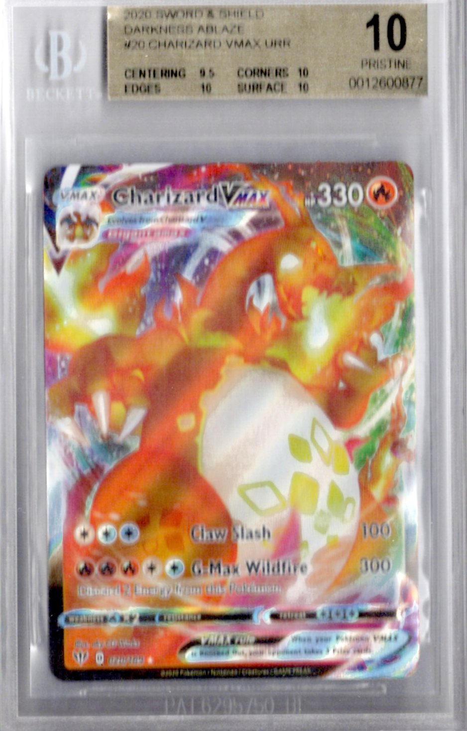 2020 Pokemon Sword & Shield Darkness Ablaze 20 Charizard VMAX - BGS Pristine 10