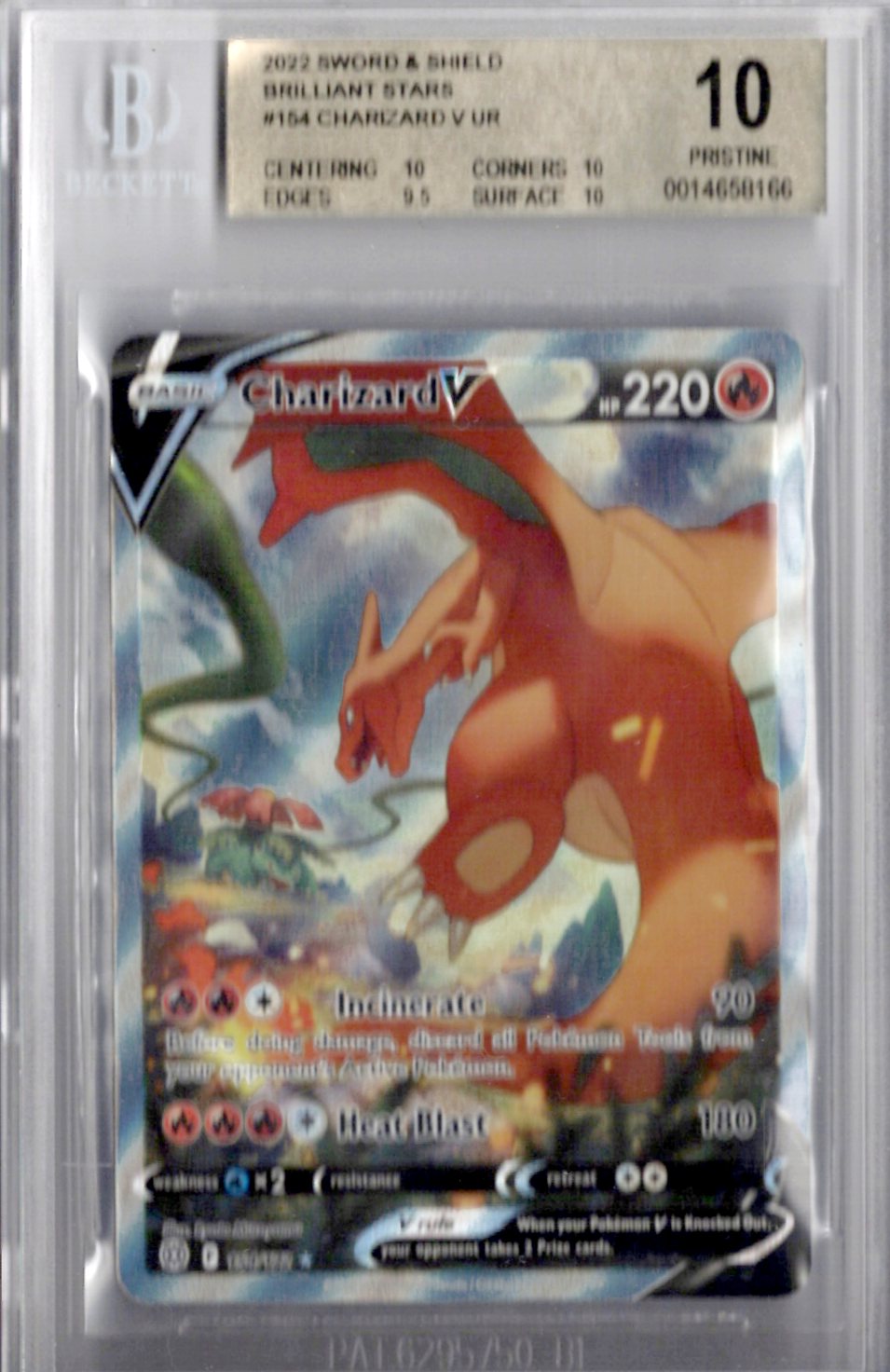 2022 Pokemon SWSH Brilliant Stars 154 Charizard V - BGS Pristine 10