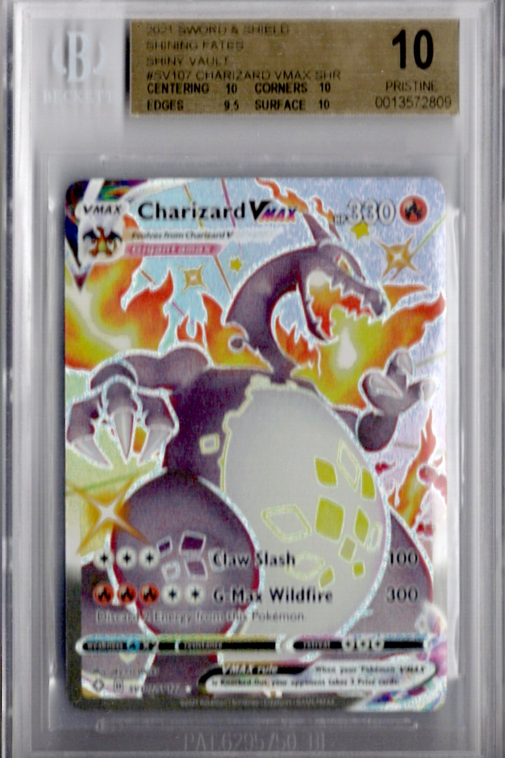 2021 Pokemon SWSH Shining Fates Shiny Vault SV107 Charizard Vmax - BGS Pristine 10