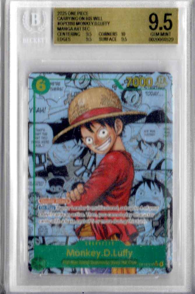 2025 One Piece Carrying On His Will OP13-118 Monkey D Luffy Manga - BGS Gem Mint 9.5