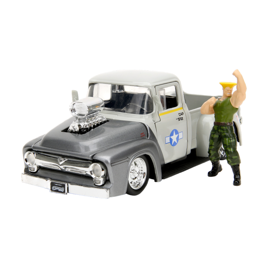 Street Fighter - Ford F-100 (1956) 1:24 with Guile Figure Hollywood Rides Diecast Vehicle