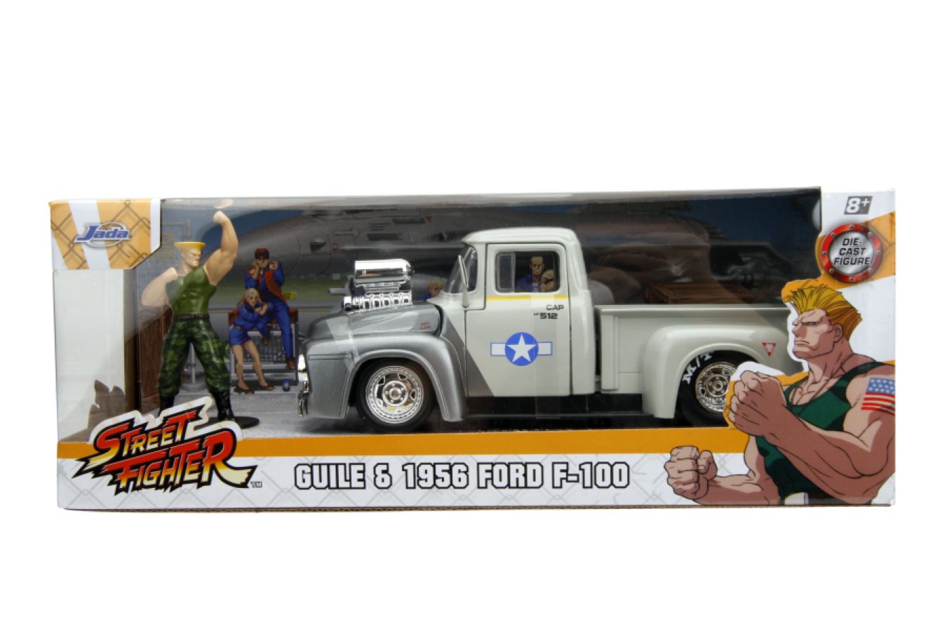 Street Fighter - Ford F-100 (1956) 1:24 with Guile Figure Hollywood Rides Diecast Vehicle