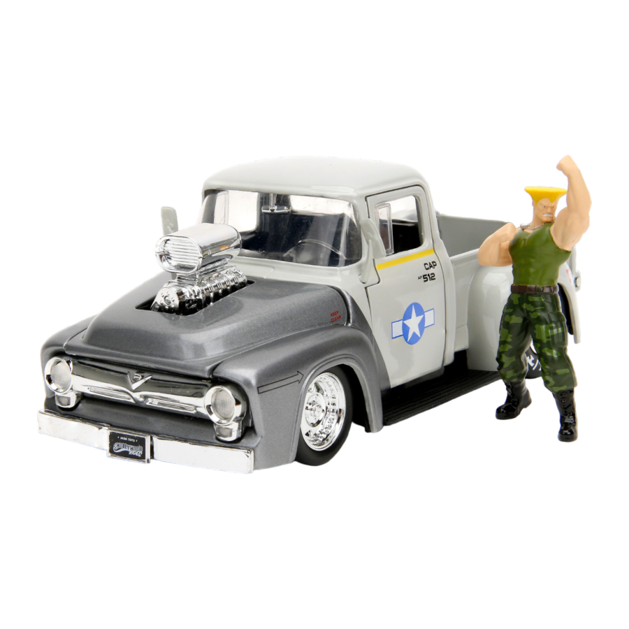 Street Fighter - Ford F-100 (1956) 1:24 with Guile Figure Hollywood Rides Diecast Vehicle