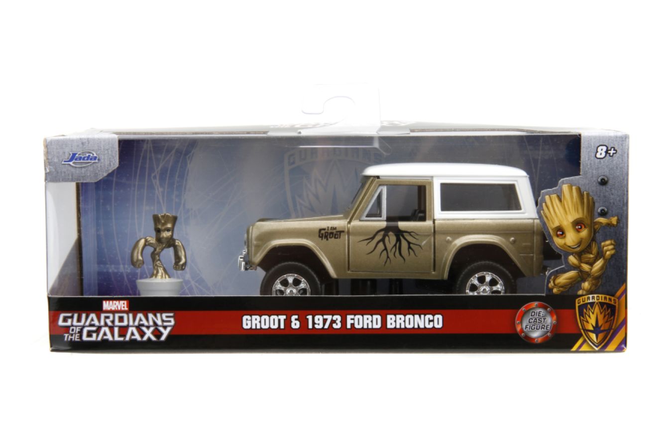 Marvel Comics - 1973 Ford Bronco Hard Top 1:32 Scale Hollywood Ride with Groot Set