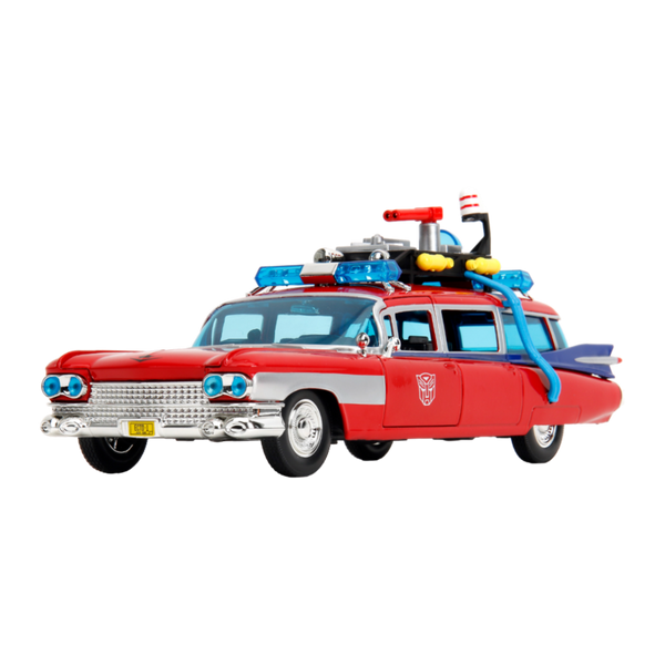 Hollywood Rides Ghostbusters ECTO 1 X Optimus Prime Mash up 1 24 Scale Diecast Vehicle Ozzie Collectables