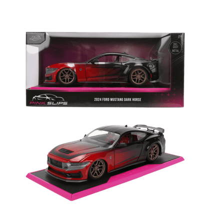 Pink Slips - 1:24 2024 Ford Mustang Dark Horse (Red & Black) Edition Diecast Vehicle