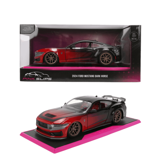 Pink Slips - 1:24 2024 Ford Mustang Dark Horse (Red & Black) Edition Diecast Vehicle