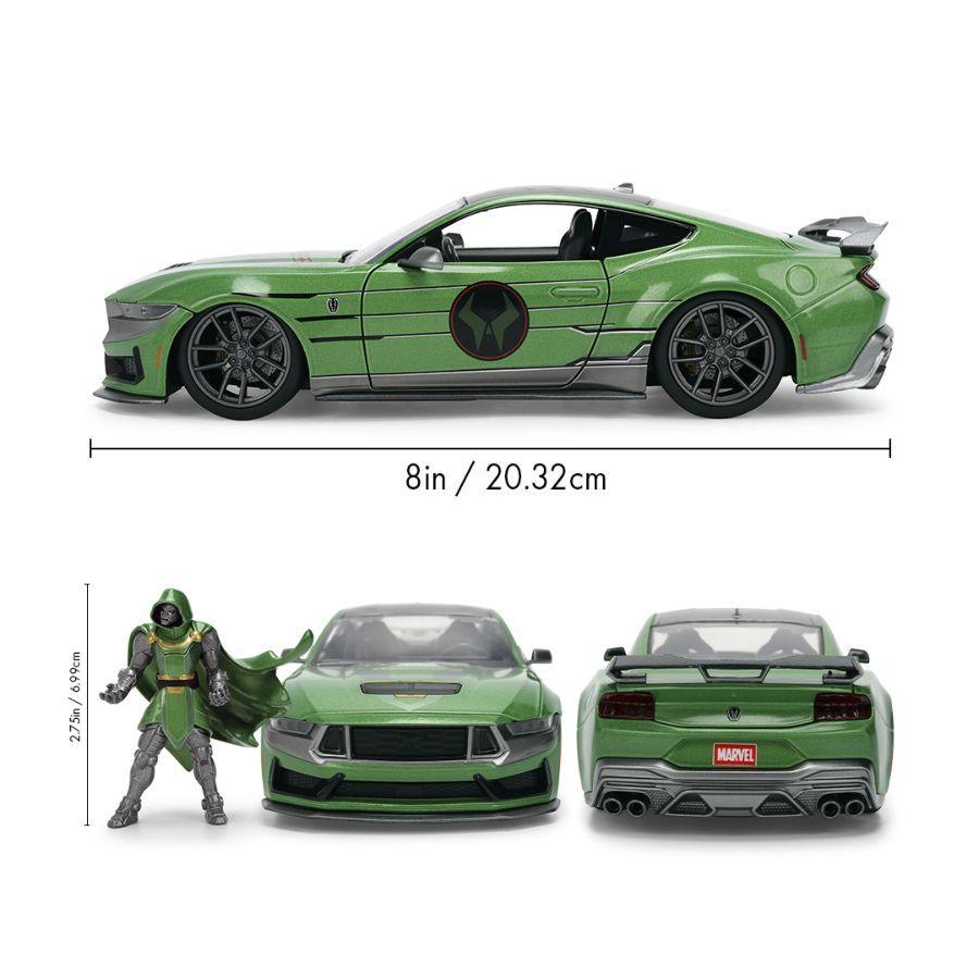Marvel - 1:24 Doctor Doom Figure with 2024 Ford Mustang Dark Horse Diecast Vehicle