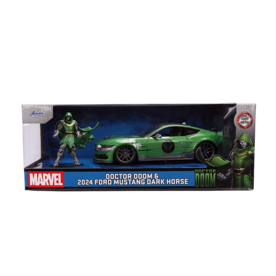 Marvel - 1:24 Doctor Doom Figure with 2024 Ford Mustang Dark Horse Diecast Vehicle
