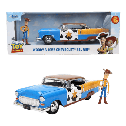 Toy Story - 1:24 Woody Figure with 1955 Chevrolet Bel Air Diecast Vehicle