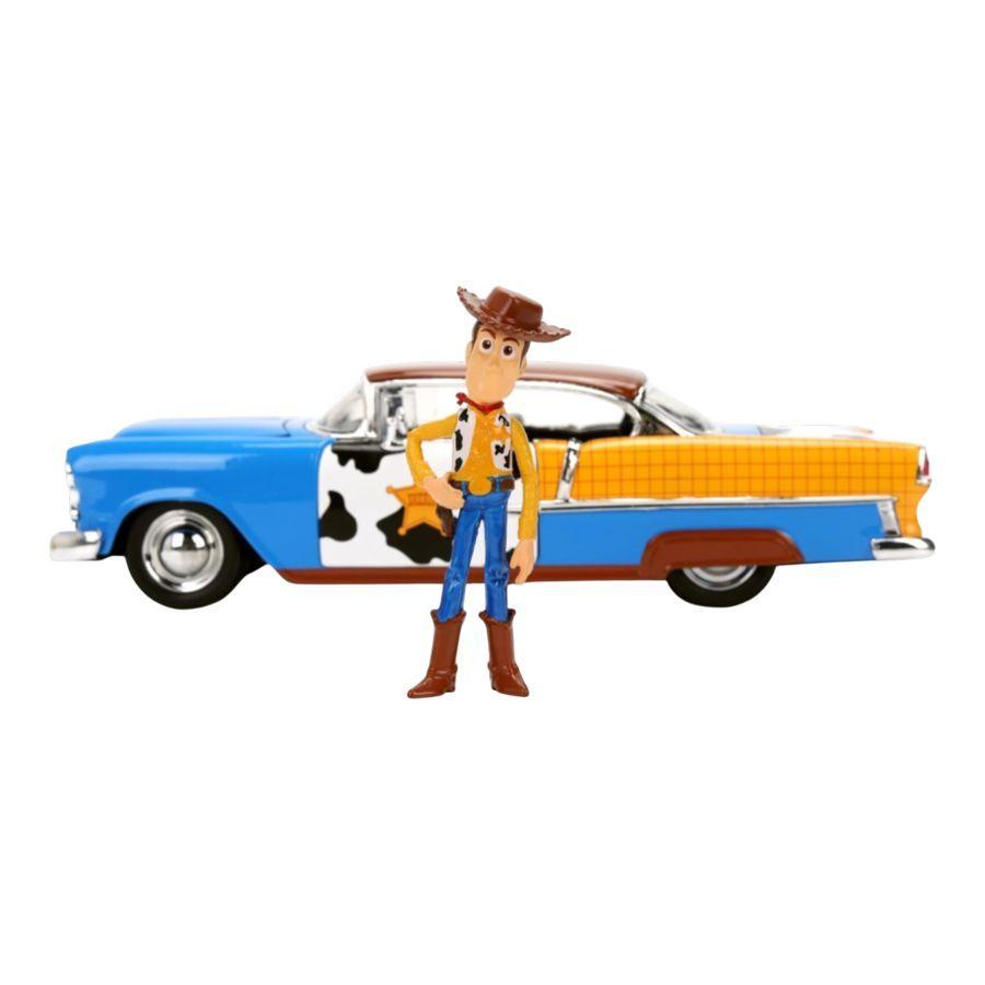 Toy Story - 1:24 Woody Figure with 1955 Chevrolet Bel Air Diecast Vehicle