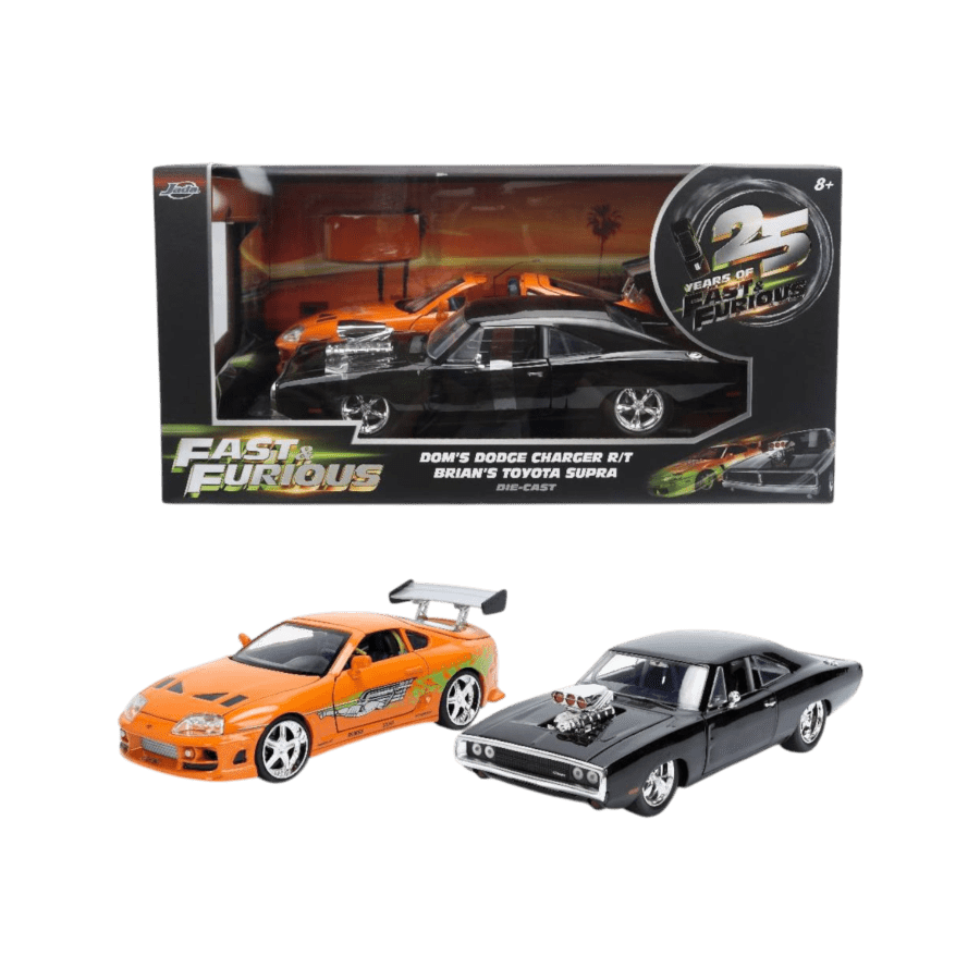 Fast & Furious - 1:24 Dom's 1970 Charger R/T & Brian's 1995 Toyota Supra 2-Pack