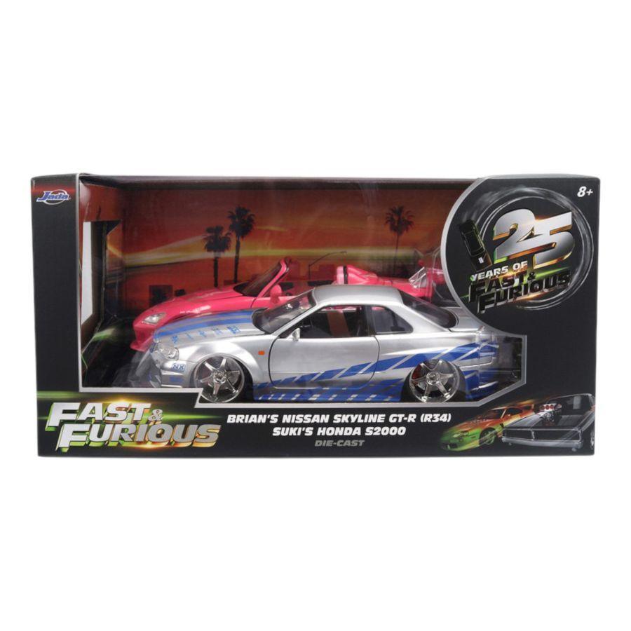 Fast & Furious - 1:24 Brian's Nissan Skyline GT-R R34 & Suki's 2001 Honda S2000 2-Pack