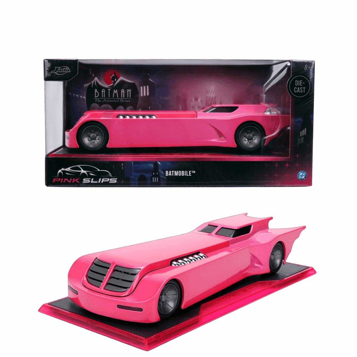 Pink Slips - 1:24 Batman Animated Batmobile (Pink) Diecast Vehicle