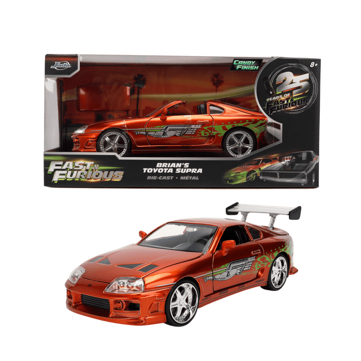 Fast & Furious - 1:24 Brian's Toyota Supra (Candy Finish) Diecast Vehicle