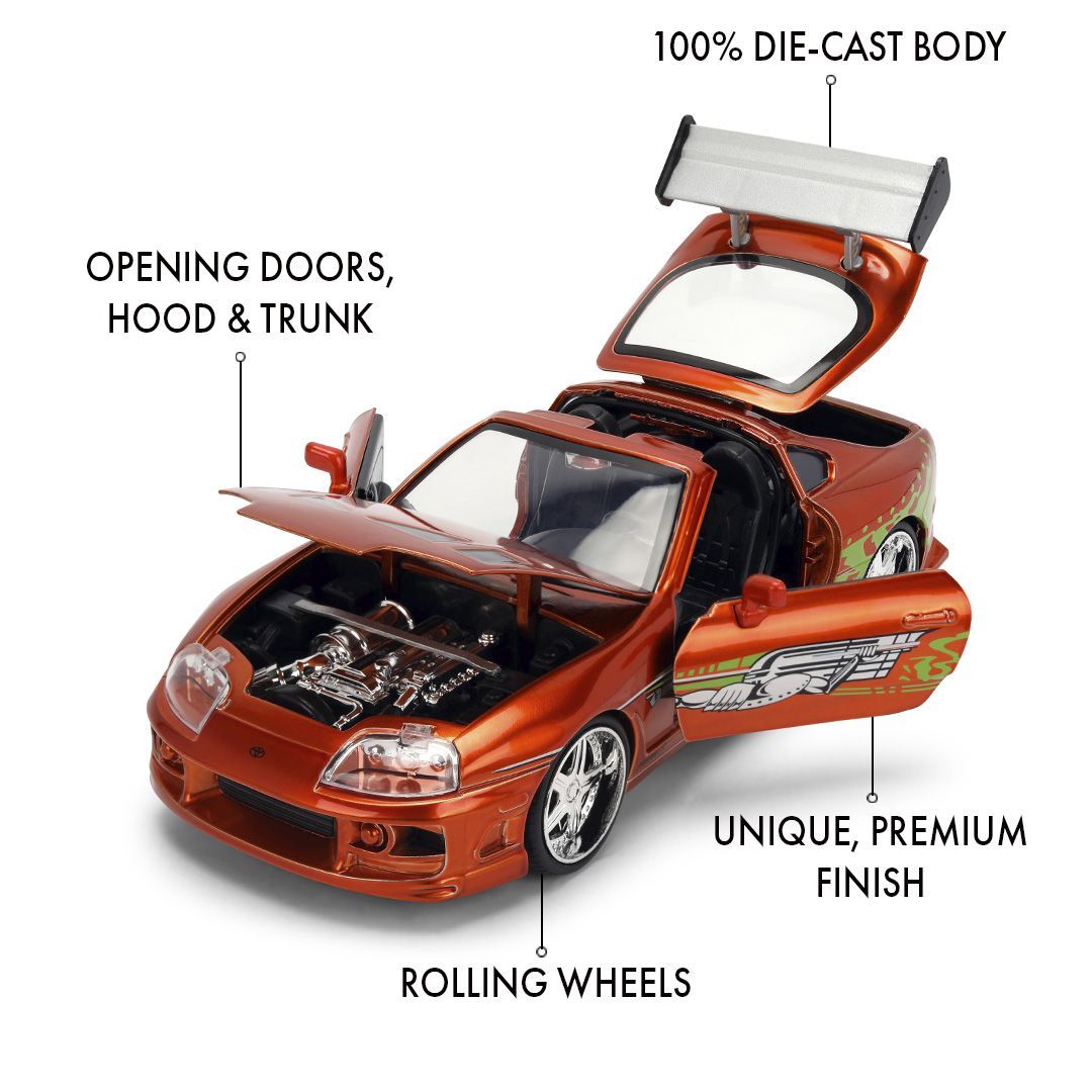 Fast & Furious - 1:24 Brian's Toyota Supra (Candy Finish) Diecast Vehicle