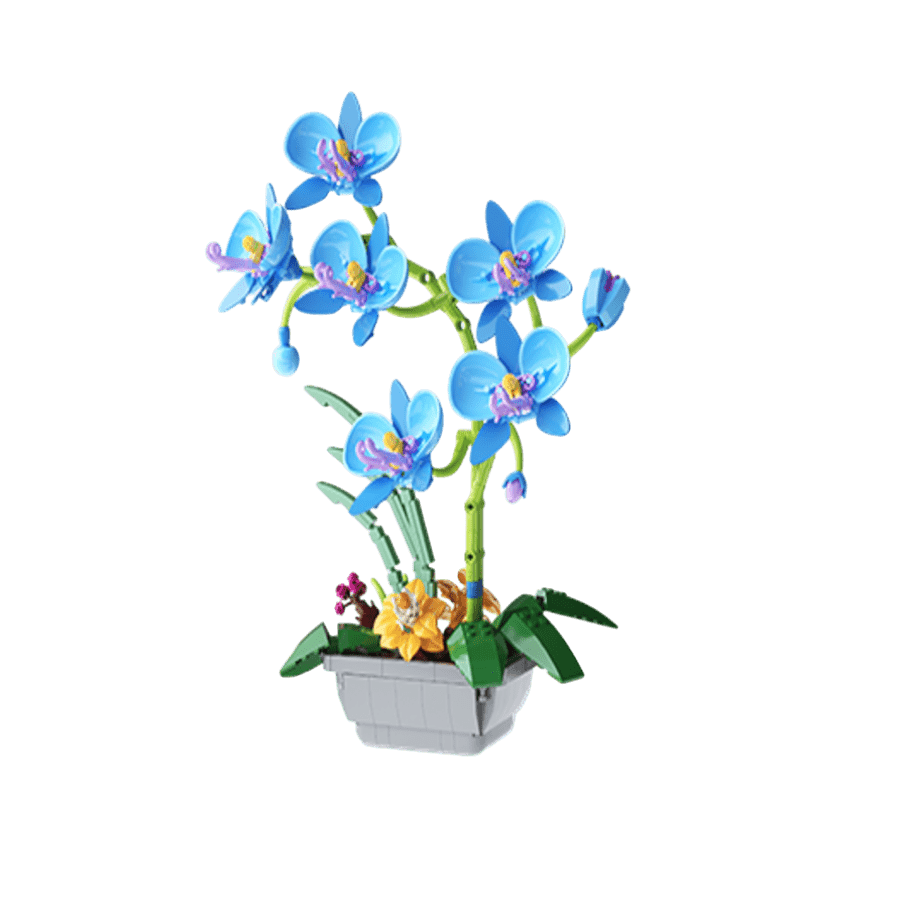 JAKI - Elegant Blue Moth Orchid Plastic Brick Kit