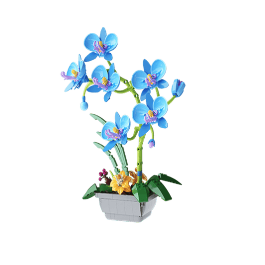 JAKI - Elegant Blue Moth Orchid Plastic Brick Kit
