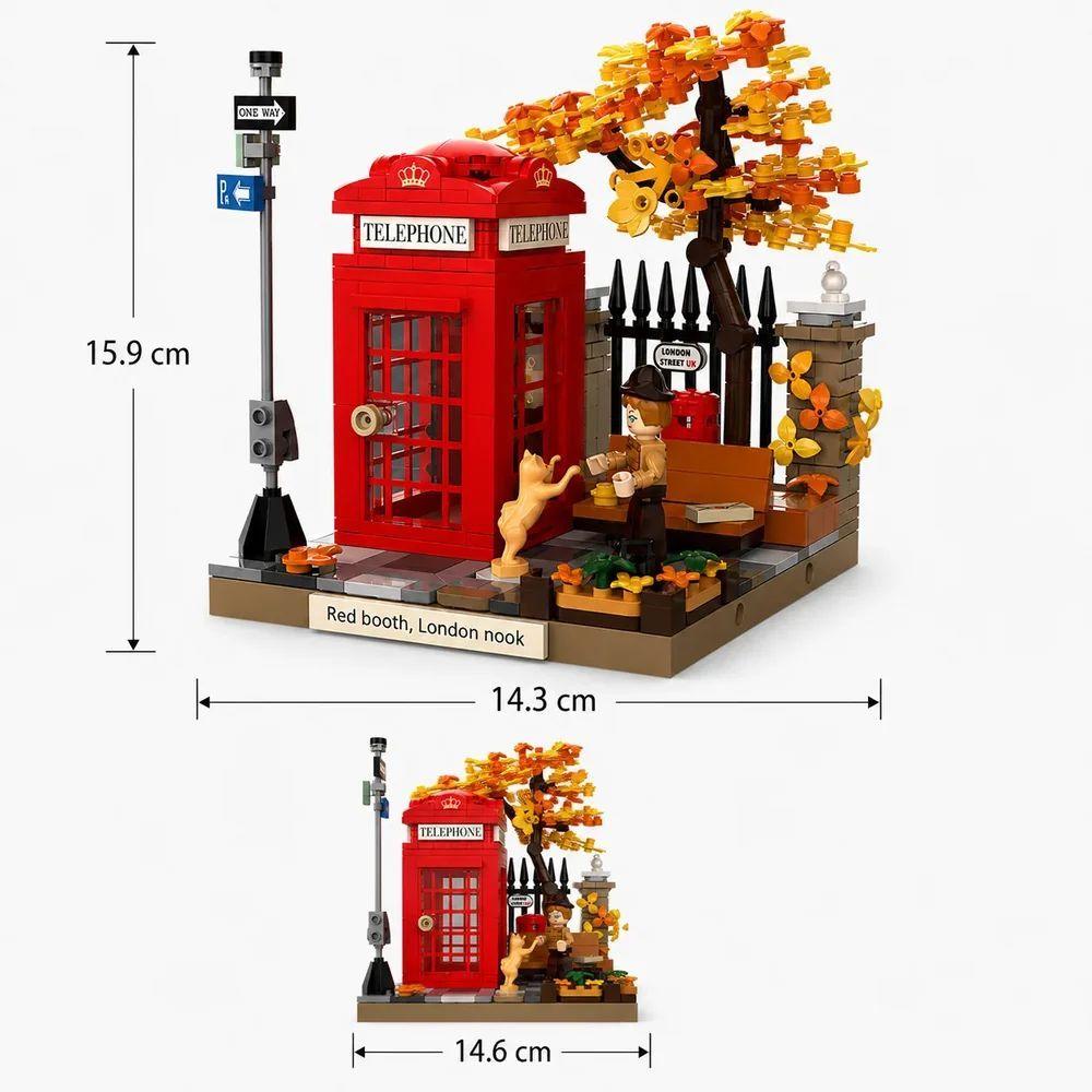 JAKI - Telephone Box Plastic Brick Kit (495 Piece Set)