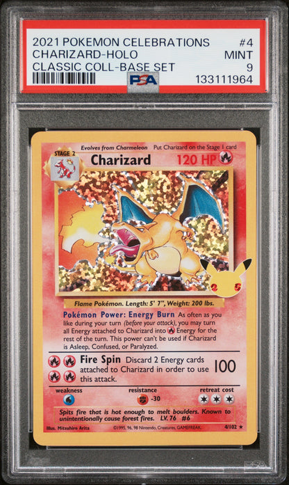 2021 Pokemon Celebrations Classic Collection 4 Charizard-Holo Classic Coll-Base Set - PSA 9