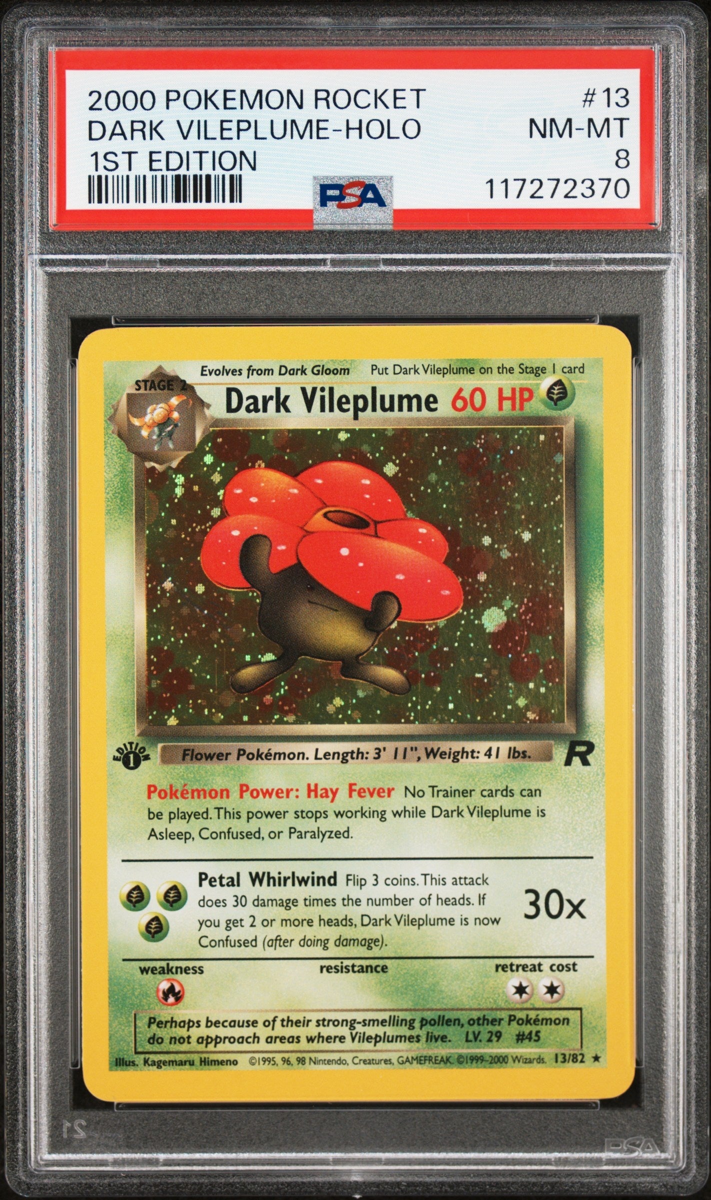 2000 Pokemon Rocket 13 Dark Vileplume-Holo 1St Edition - PSA 8