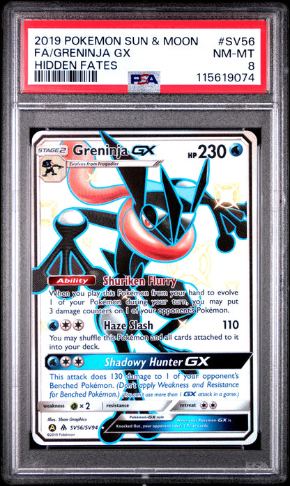 2019 Pokemon Sun & Moon Hidden Fates Sv56 Greninja Gx Hidden Fates - PSA 8