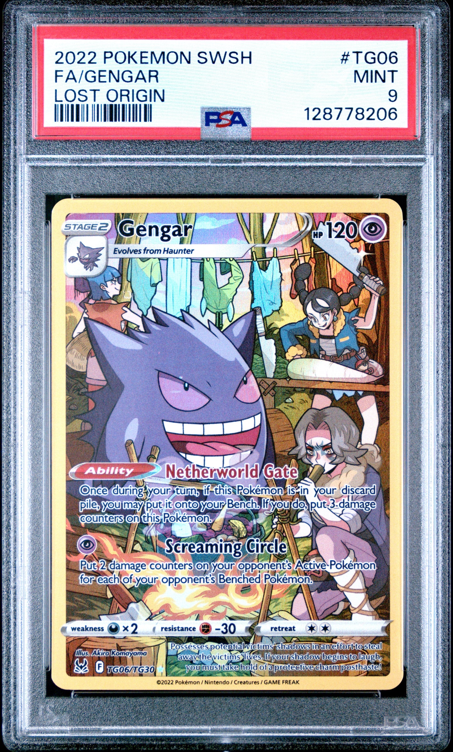 2022 Pokemon Sword & Shield Lost Origin Tg06 Gengar - PSA 9