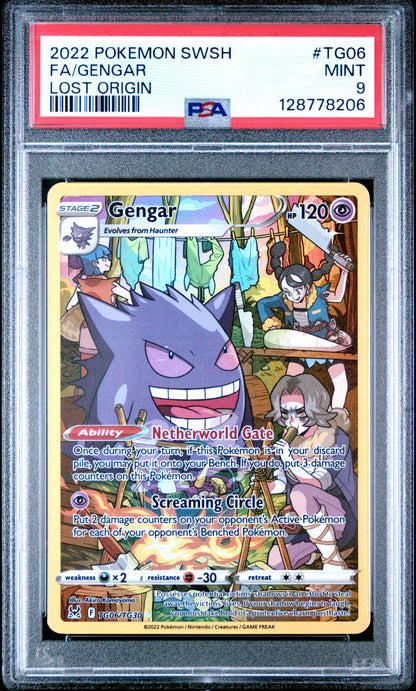 2022 Pokemon Sword & Shield Lost Origin Tg06 Gengar - PSA 9