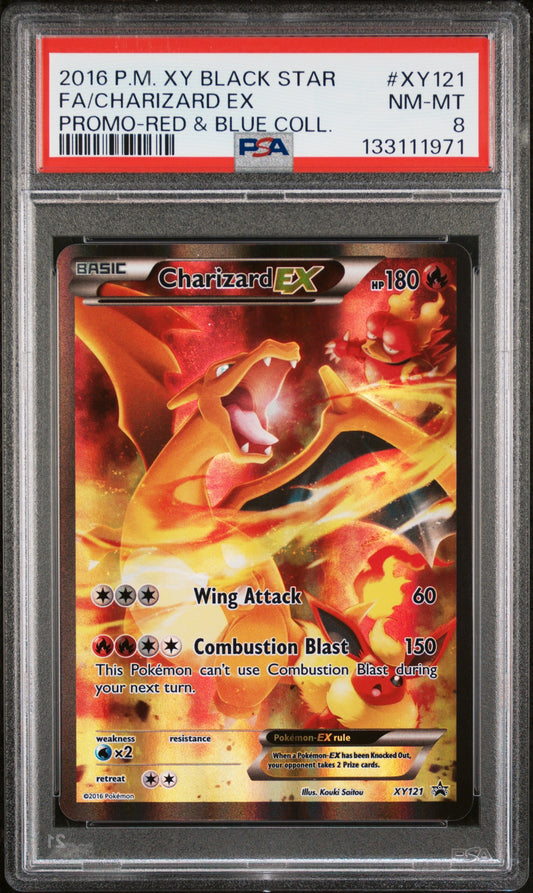 2016 Pokemon Xy Black Star Promo Xy121 Fa/Charizard Ex Promo-Red & Blue Coll. - PSA 8