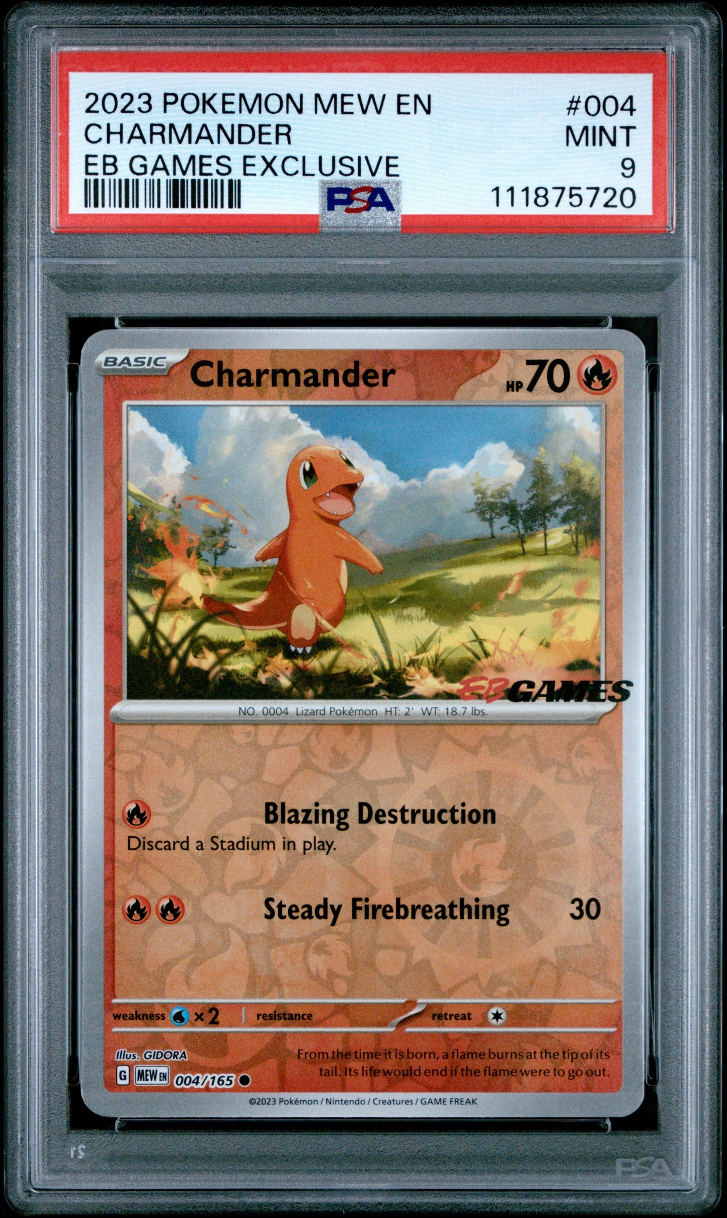 2023 Pokemon Mew En-151 004 Charmander Eb Games Exclusive - PSA 9