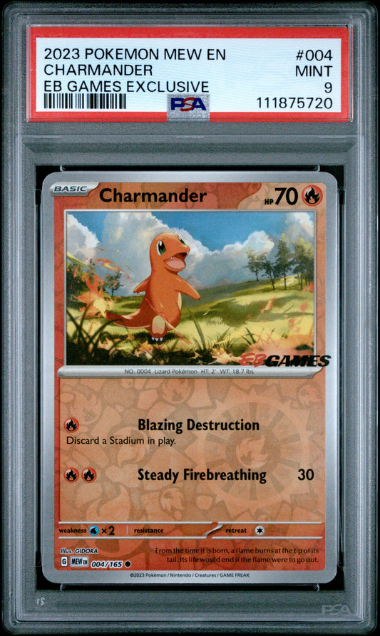 2023 Pokemon Mew En-151 004 Charmander Eb Games Exclusive - PSA 9