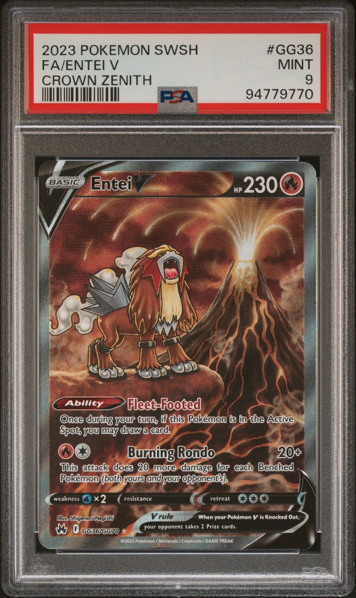 2023 Pokemon Sword And Shield Crown Zenith Gg36 Fa/Entei V Crown Zenith