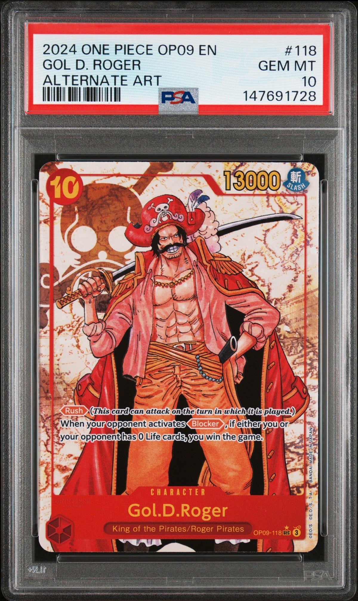 2024 One Piece Op09-Emperors In The New World 118 Gol D. Roger Alternate Art - PSA 10