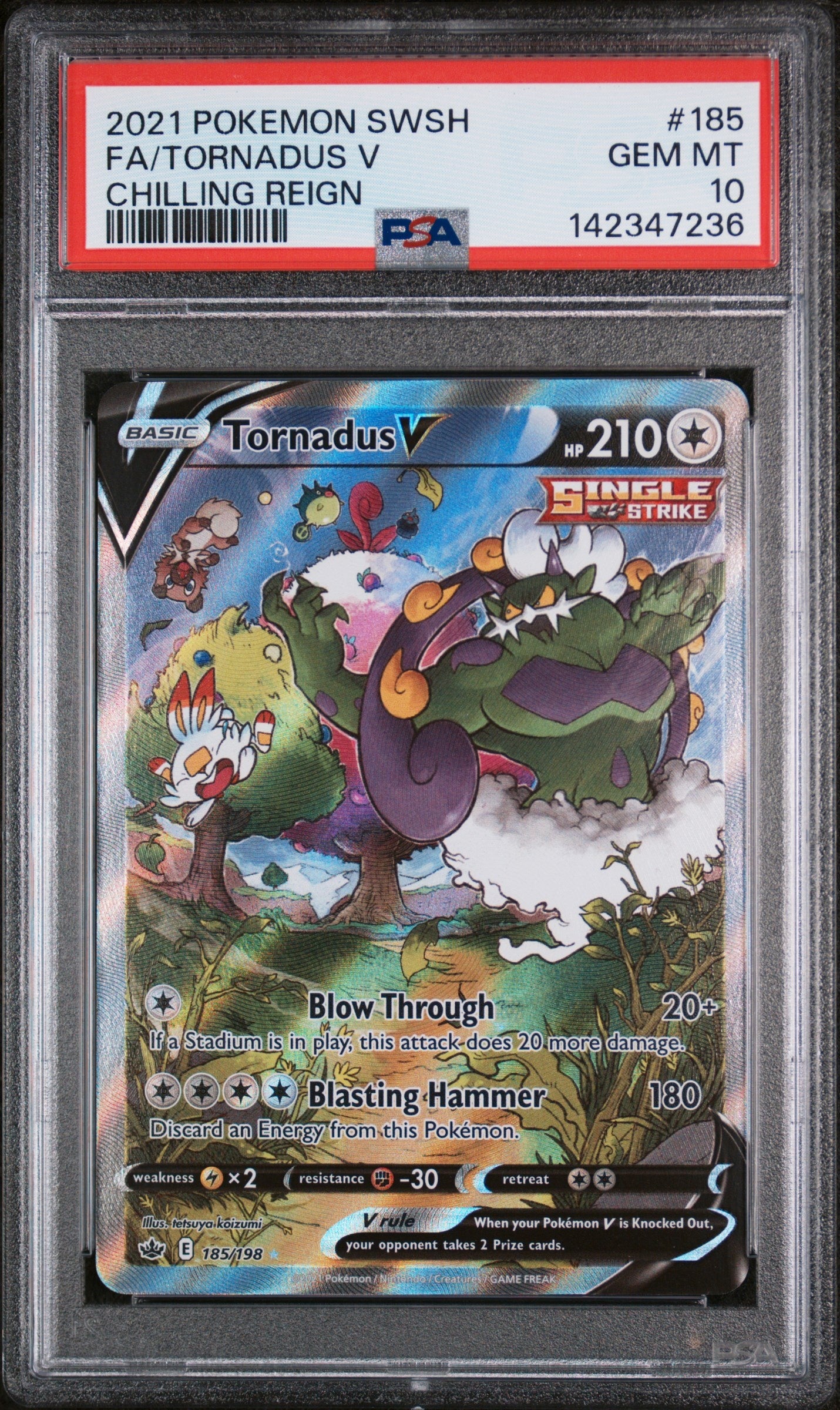 2021 Pokemon Sword & Shield Chilling Reign 185 Fa/Tornadus V Chilling Reign - PSA 10