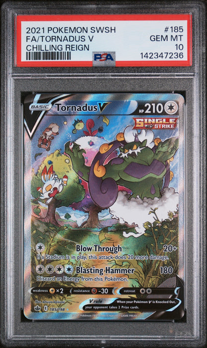 2021 Pokemon Sword & Shield Chilling Reign 185 Fa/Tornadus V Chilling Reign - PSA 10