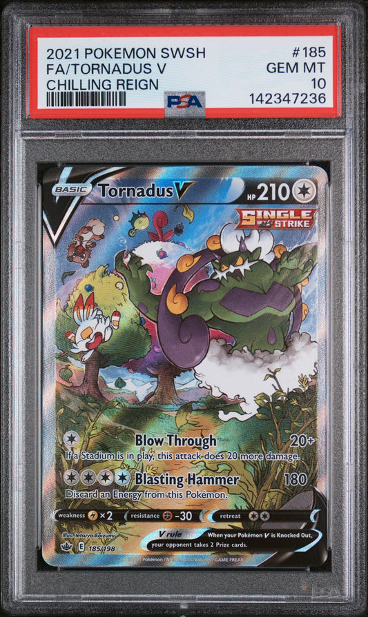 2021 Pokemon Sword & Shield Chilling Reign 185 Fa/Tornadus V Chilling Reign - PSA 10
