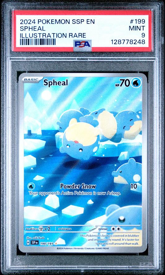 2024 Pokemon Ssp En-Surging Sparks 199 Spheal Illustration Rare - PSA 9