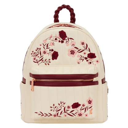Loungefly - Cream & Red Floral Mid-Size Backpack