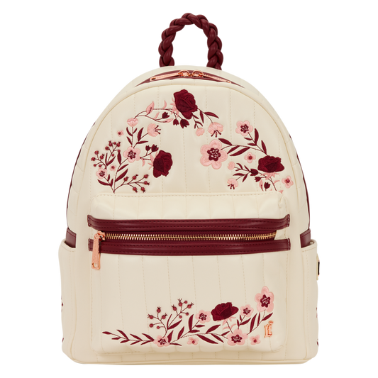 Loungefly - Cream & Red Floral Mid-Size Backpack